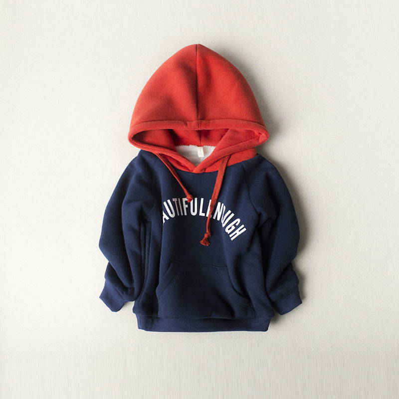 Boys Thick Hooded Sweatshirt Warm Winter Hoodie for Kids