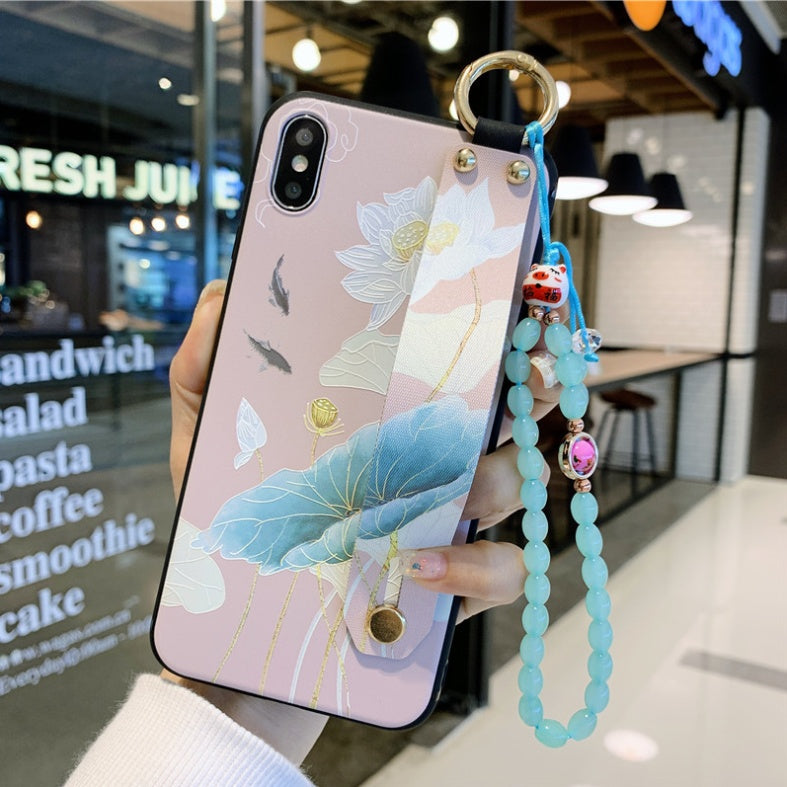 Rose Flowers Wrist Strap Phone Case – Compatible with iPhone
