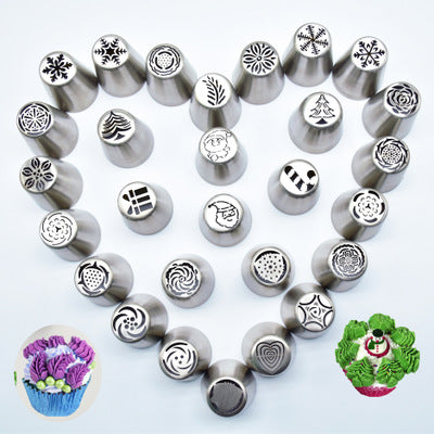 30 PCS Stainless Steel Cake Decorating Nozzle Set DIY Tool