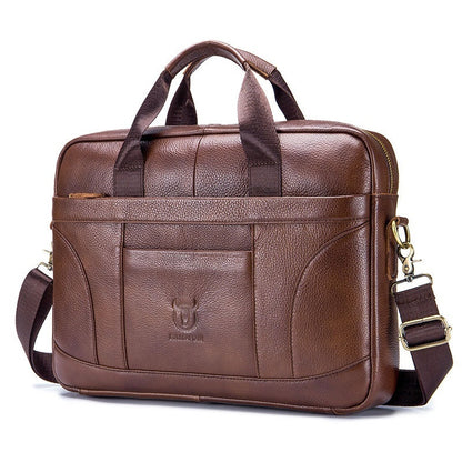 Men’s Large-Capacity Briefcase – Full-Grain Leather Design