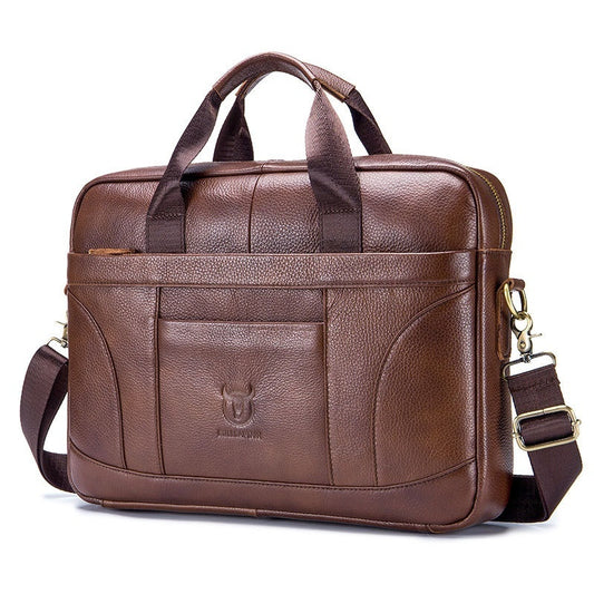 Men’s Large-Capacity Briefcase – Full-Grain Leather Design