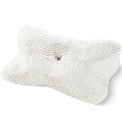 White memory foam contour pillow, angled view