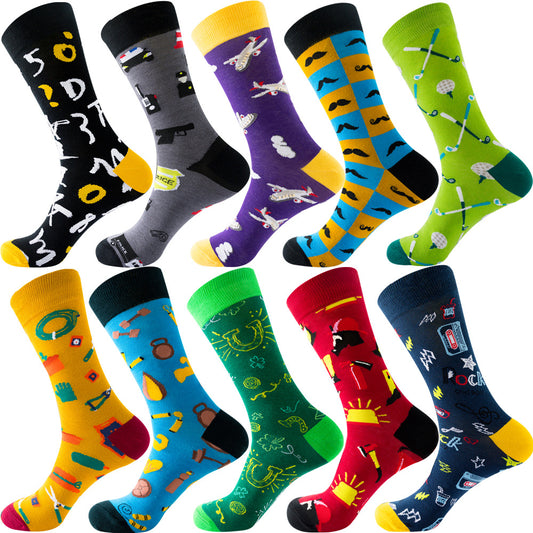 Men’s Autumn Diamond Patterned Socks Christmas Fruit Patterns