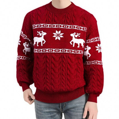 Winter Christmas Pullovers Sweater For Men  Round Neck Tops