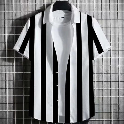 Color Simple Striped Men’s 3D Printing Short Sleeve T-Shirt