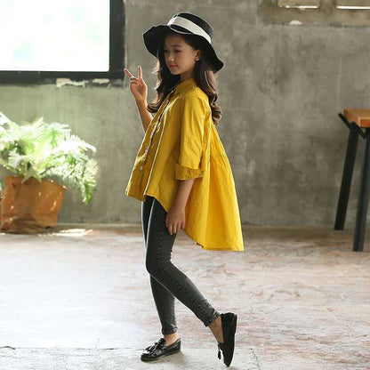 Girls' Big Kids Fashionable Tops Korean Style Swallowtails