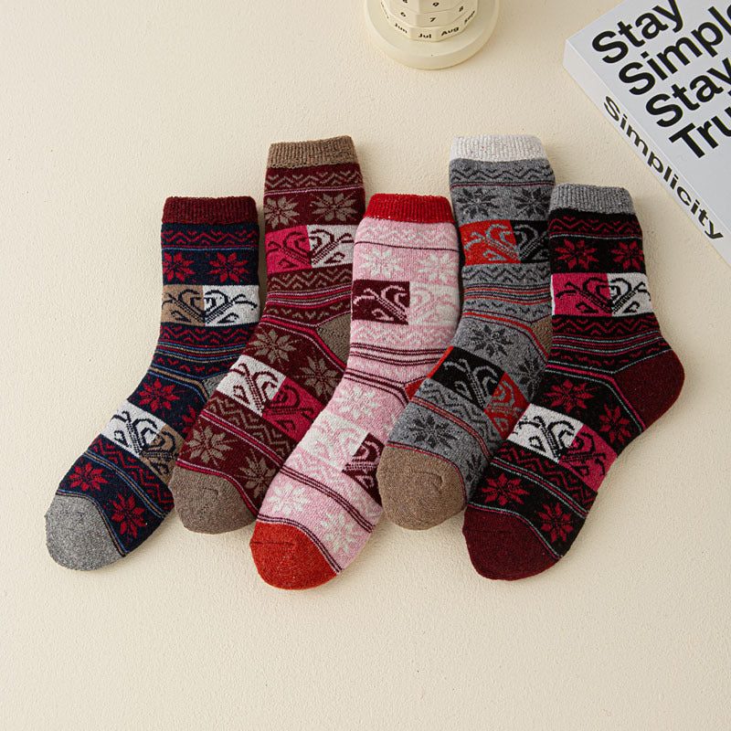 Buy Thick Warm Terry Socks In A Retro Color Palette For Women