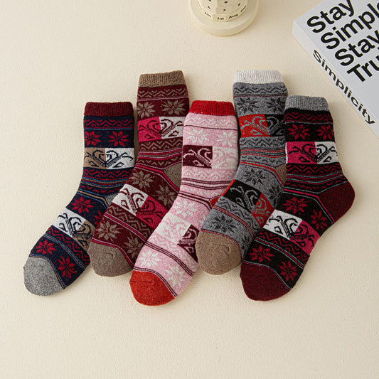 Buy Thick Warm Terry Socks In A Retro Color Palette For Women