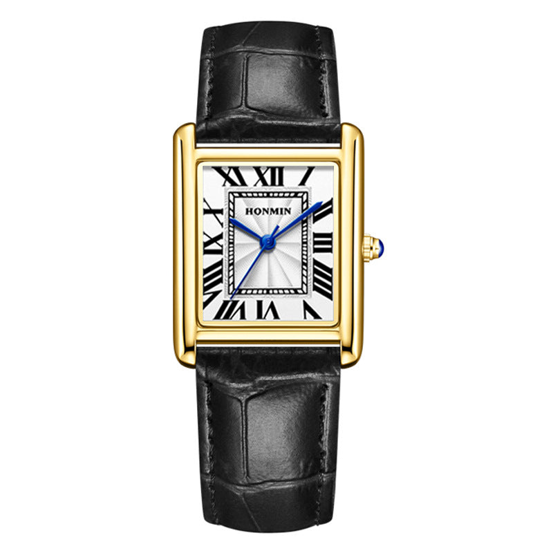 Buy Couple Leather Watch Strap Simple Square Waterproof