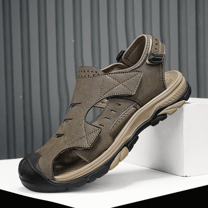 Plus Size Men’s Beach Shoes – Breathable Leather Sandals