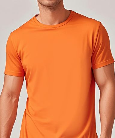 Buy Solid-Color Casual Short-Sleeve Crew Neck T-Shirt