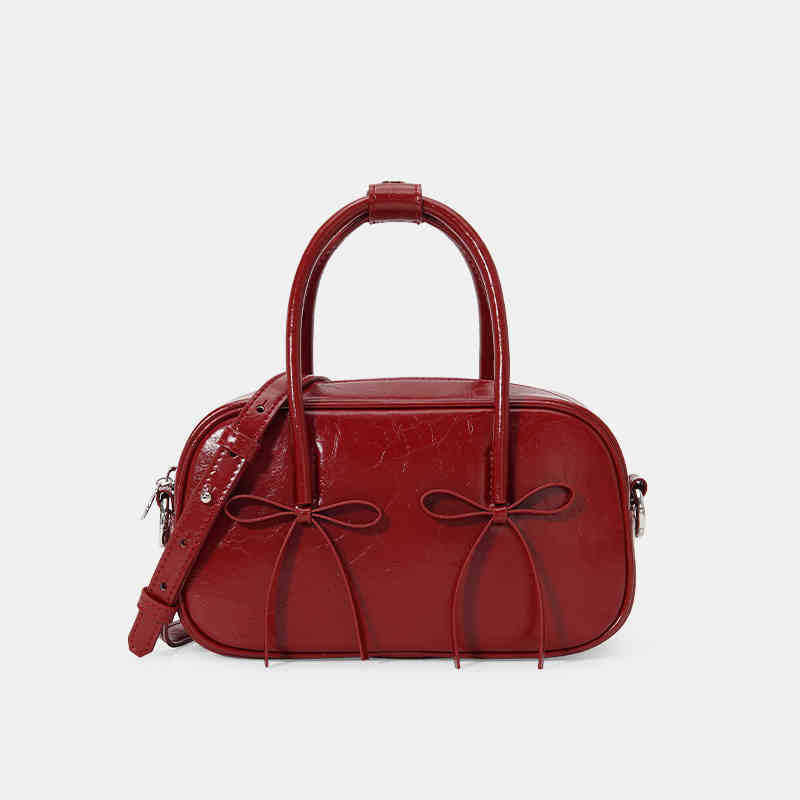 Red Bow Baguette Bag for Feminine Chic Daily Styling US Use