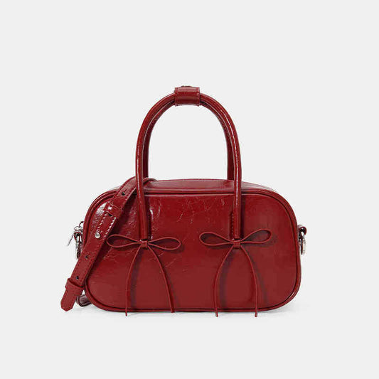 Red Bow Baguette Bag for Feminine Chic Daily Styling US Use