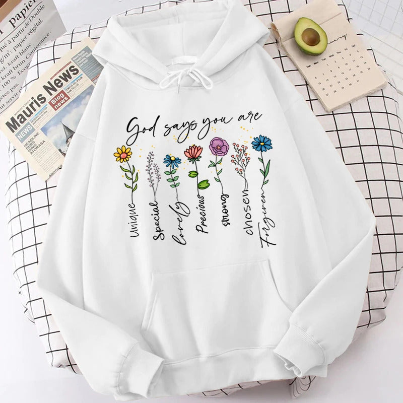 Buy Fashion “God Says You Are Unique” Flower Print Casual Top