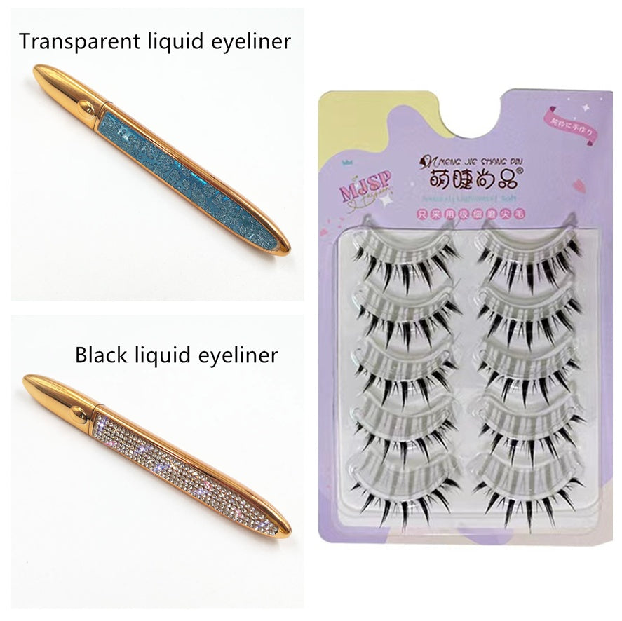 False Eyelashes with Self-Adhesive Eyeliner Multicolor Set