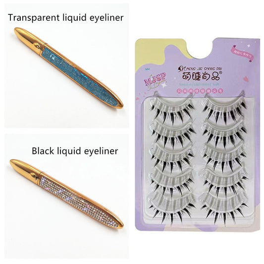 False Eyelashes with Self-Adhesive Eyeliner Multicolor Set