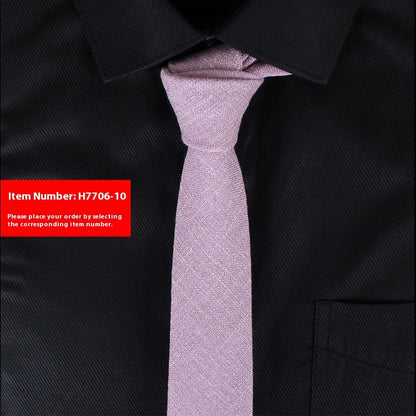 Solid Color Korean Style Narrow Cotton Men’s 6cm Wedding Tie