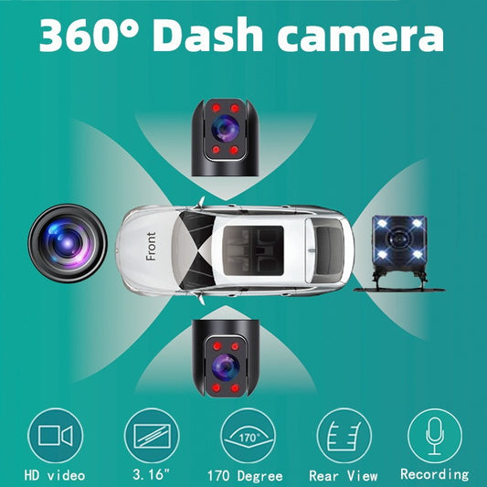 Four Lens Vehicle Dash Cam for Comprehensive Car Monitoring