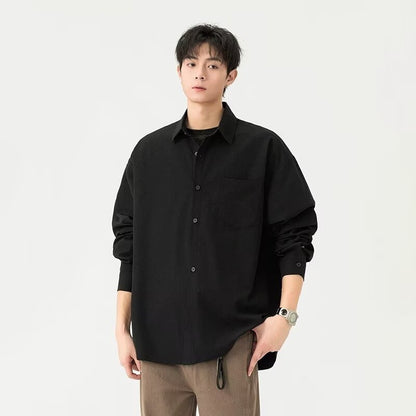 Buy Men’s Retro Loose Casual Long Sleeve Shirt Online
