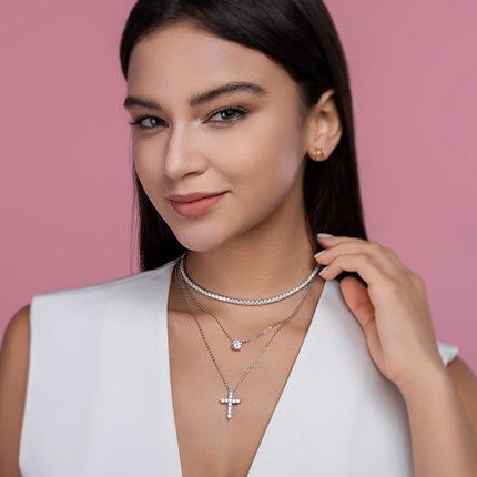 Buy Luxury Moissanite Jewelry Set in S925 Silver Platinum Finish