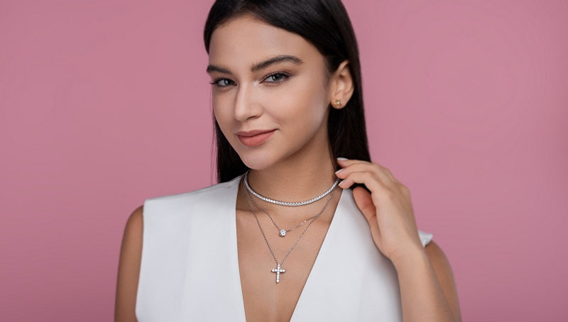 Luxury Moissanite Jewelry Set in S925 Silver Platinum Finish