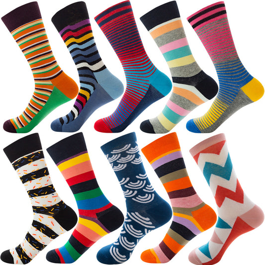 Men’s Autumn Diamond Patterned Socks Christmas Fruit Patterns
