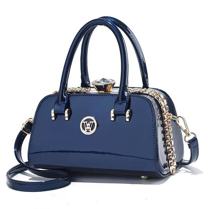 Shiny Leather Diamond Embellished Women's Evening Clutch