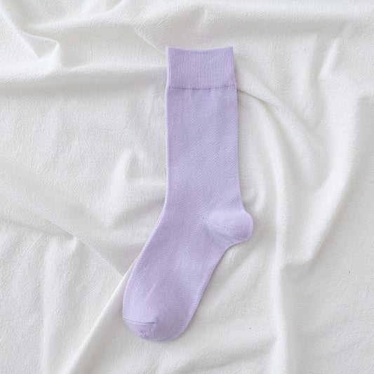 Stylish Purple Toned Women's Mid-Calf Socks Lightweight