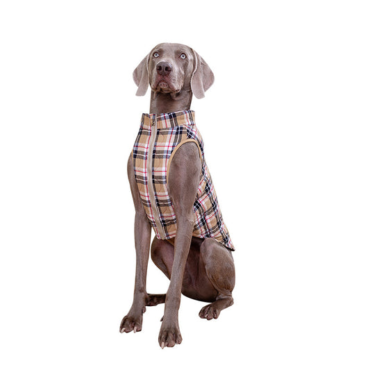 Buy Winter Dog Clothes | Heavy Cotton Plaid Zipper Jacket