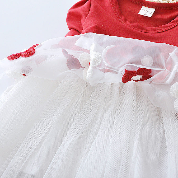Long Sleeve Flower Bow Dress – Perfect for Special Occasions