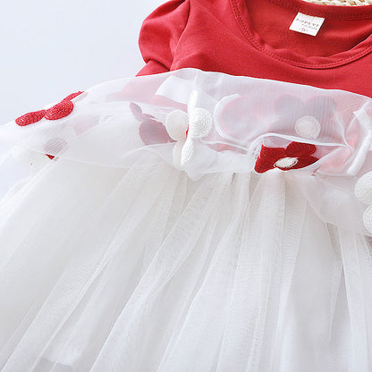 Long Sleeve Flower Bow Dress – Perfect for Special Occasions
