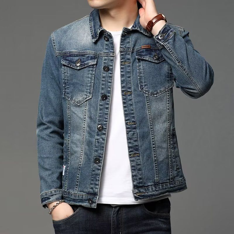 Buy Men’s Korean-Style Slim-Fit Denim Jacket for Trendy Look