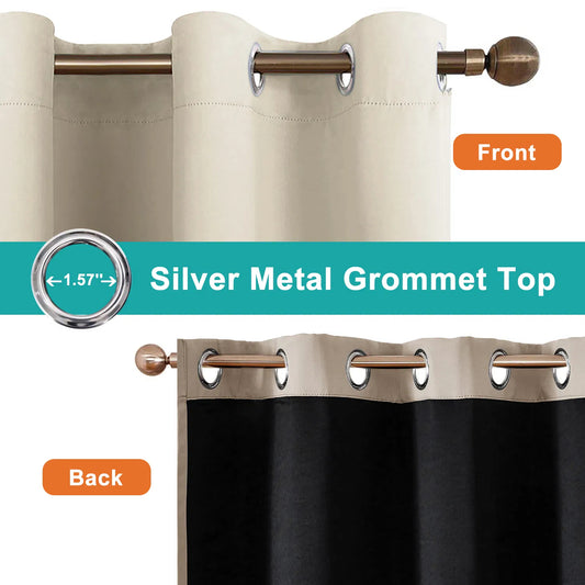 Polyester Grommet Thermal Blackout Curtains 52×63 In Set of 2