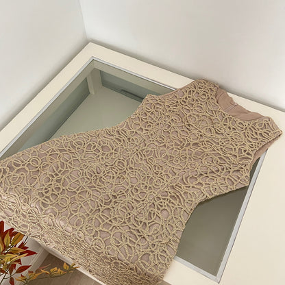 Women's Slim Fit Club Dress - New Gold Thread 3D Embroidery Midi Formal Gown
