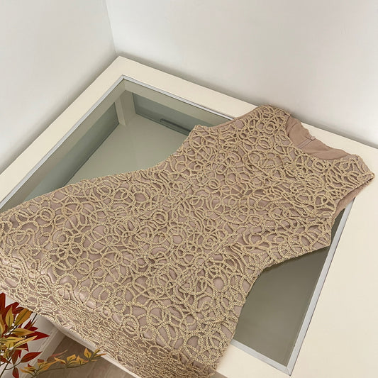 Women's Slim Fit Club Dress - New Gold Thread 3D Embroidery Midi Formal Gown