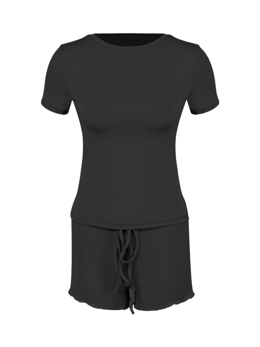 Buy Women’s Form-Fitting Short-Sleeve Set with Classic Crew Neck