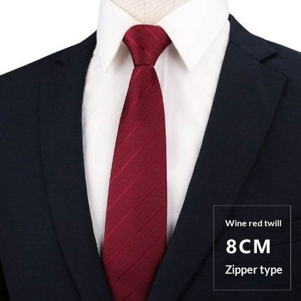 Mens Business Formal Zipper Tie With Blue Stripes for Office