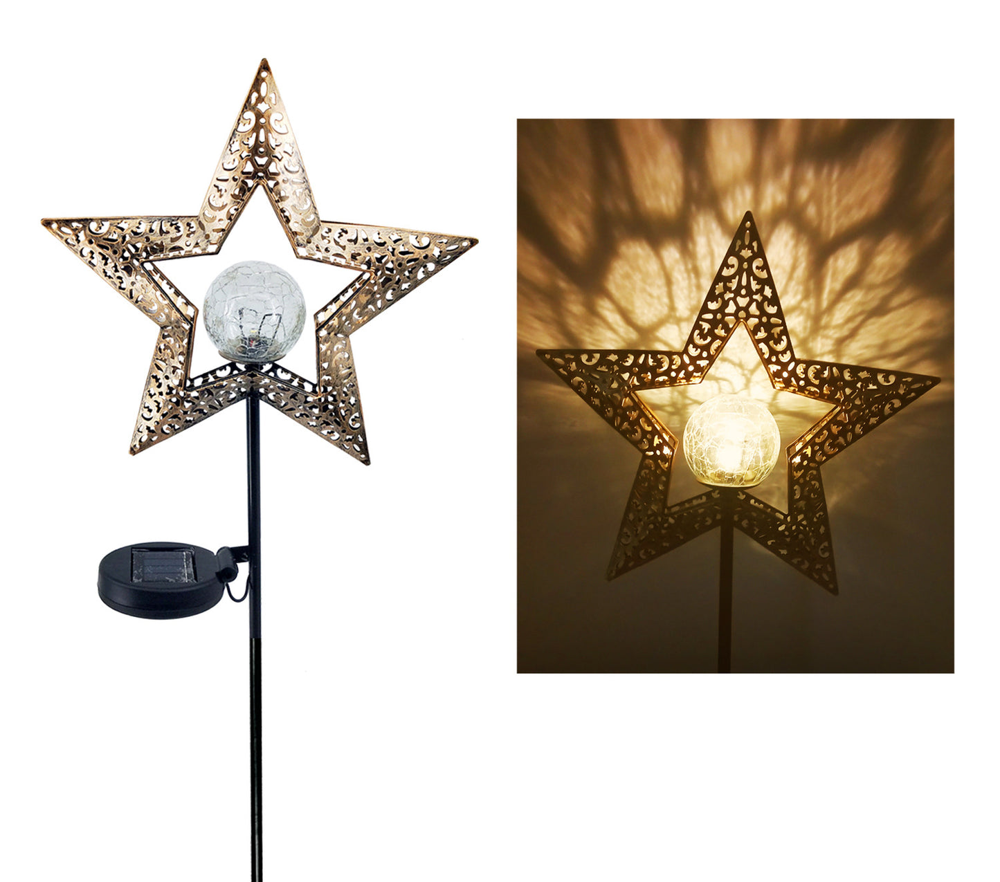 LED Solar Flame Garden Light Metal Waterproof Outdoor Lamp