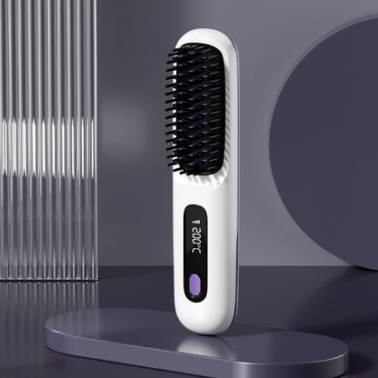 2-in-1 Hair Straightener Brush Wireless Fast Heating Comb