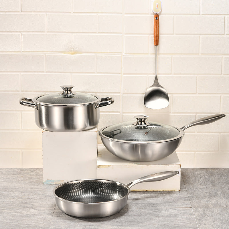 Stainless Steel 3-Piece Cookware Set Kitchen Cookware Set