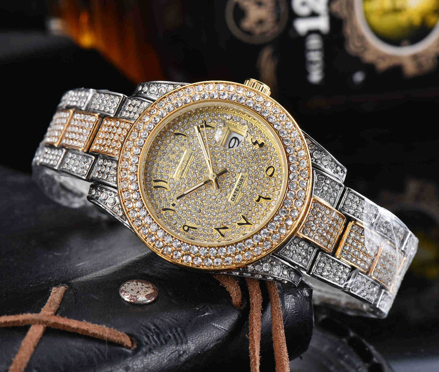 Buy Men’s All-Diamond Stainless Steel Quartz Watch Luxury