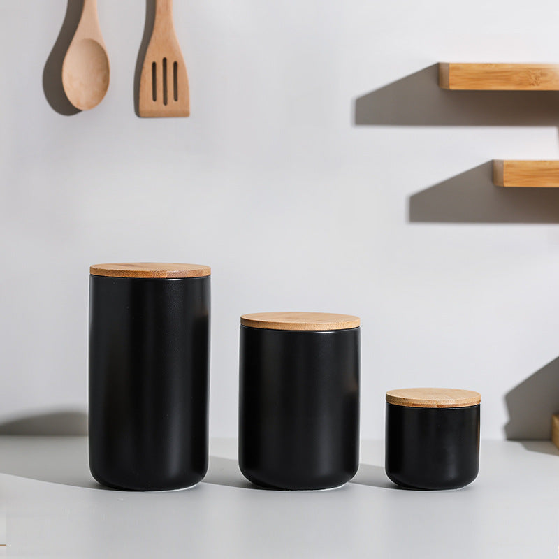 Buy First Kitchen Ceramic Wooden Lid Sealed Storage Jar Set