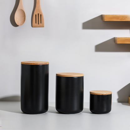 Buy First Kitchen Ceramic Wooden Lid Sealed Storage Jar Set