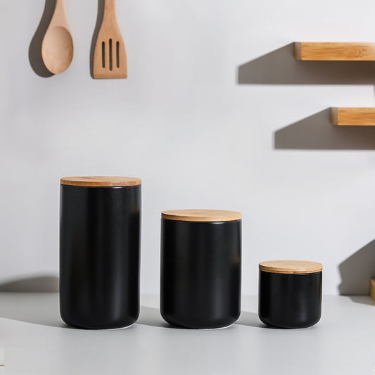 Buy First Kitchen Ceramic Wooden Lid Sealed Storage Jar Set