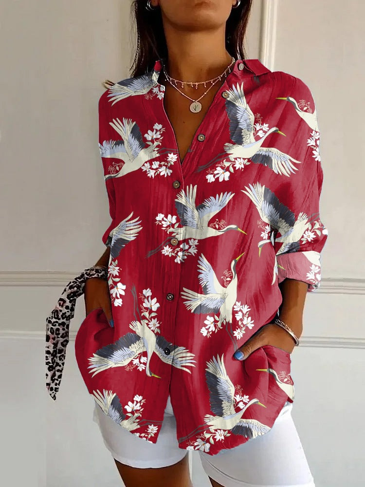 Womens Floral Pattern 3D Printed Long-Sleeve Shirt Online
