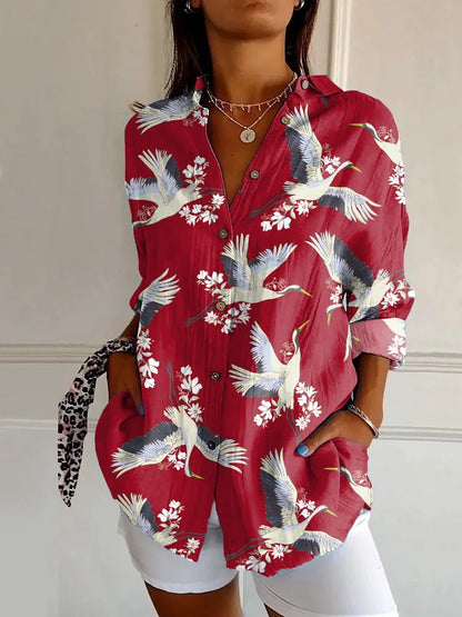 Womens Floral Pattern 3D Printed Long-Sleeve Shirt Online