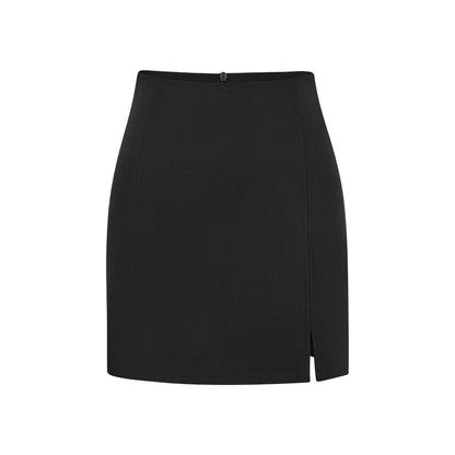 Buy High-Waisted Front-Slit Form-Fitting Stretchy Pencil Skirt