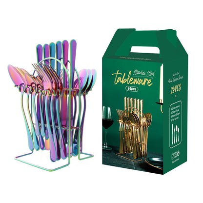 Gold Dinnerware Set Stainless Steel Knife Fork Spoon Luxury