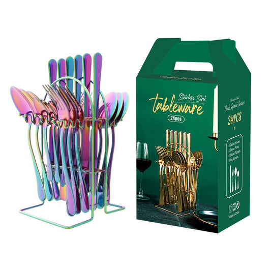 Gold Dinnerware Set Stainless Steel Knife Fork Spoon Luxury