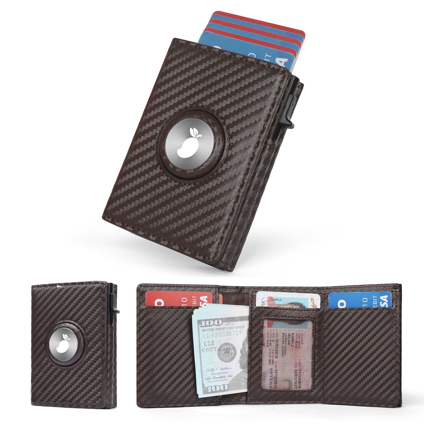 Three-Fold Leather Wallet Men Multi Functional Card Holder